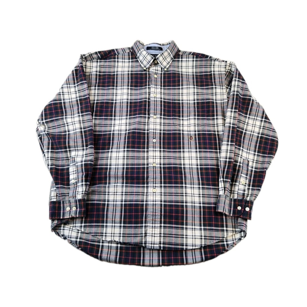 Tommy Hilfiger Men's Long Sleeve Button Down Shirt Cotton Plaid Size XL